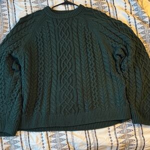 Abercrombie Green Cable Knit Sweater